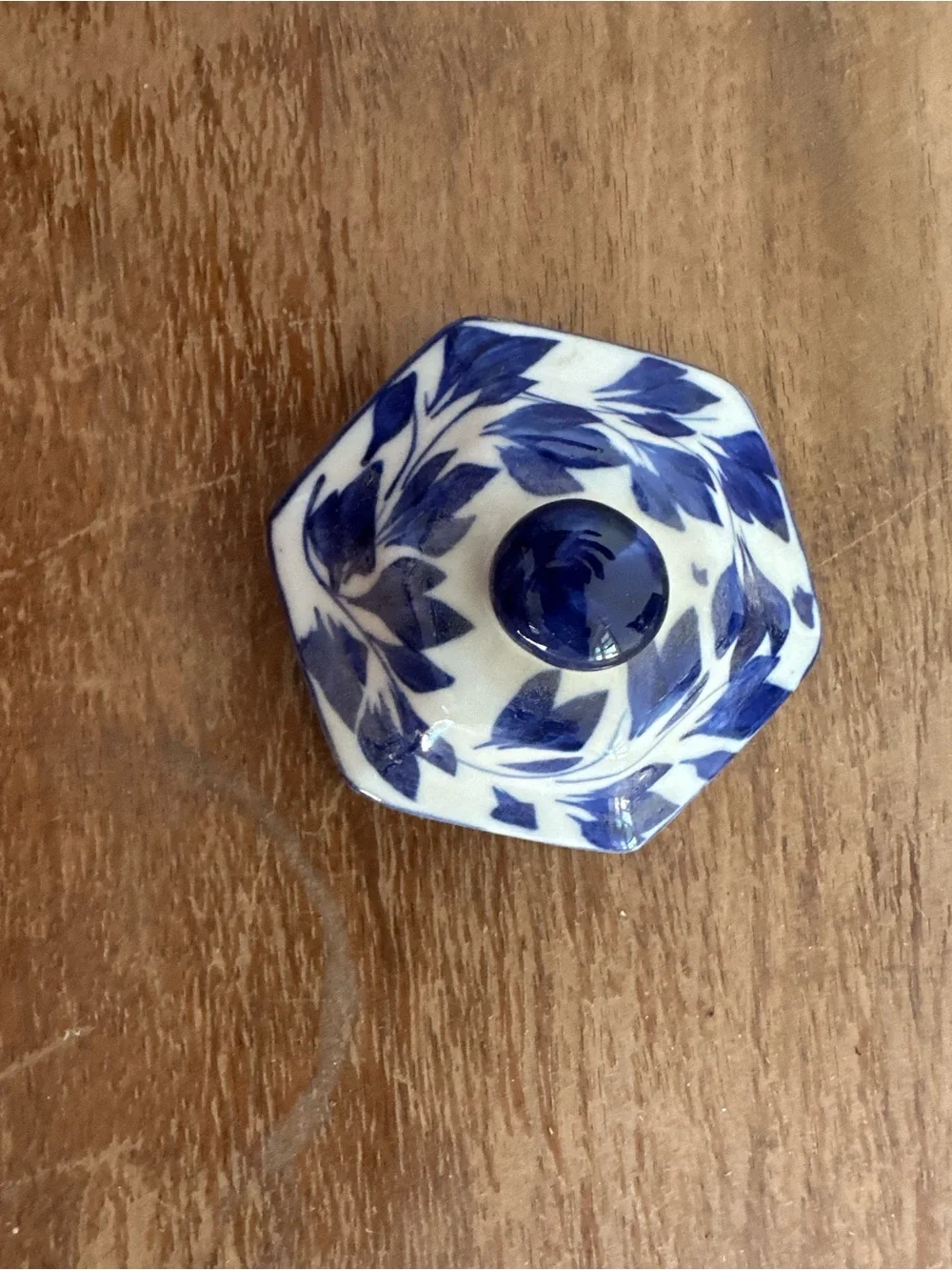FLORENCE Blue and White Floral Ceramic Teapot with Brass Handle